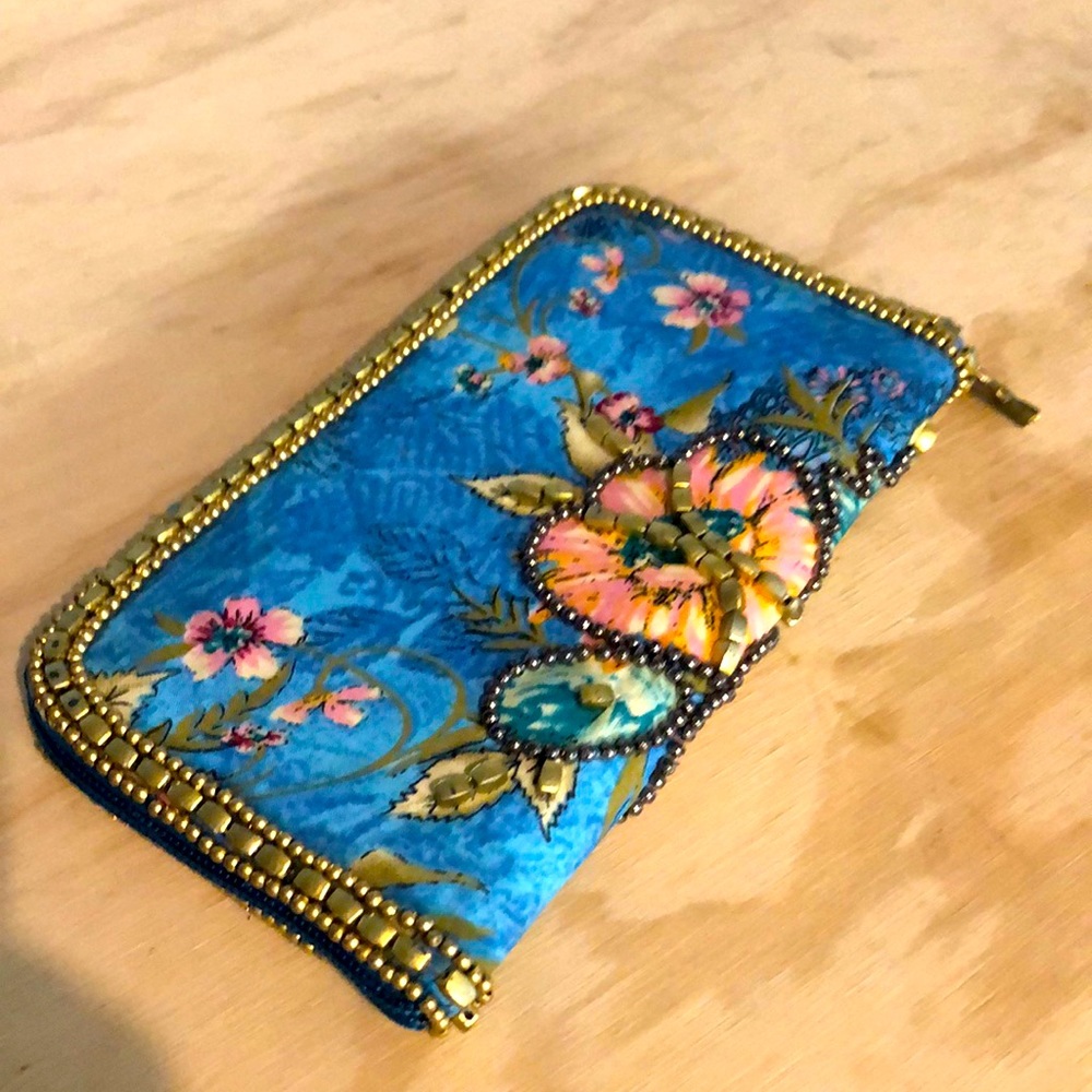 Floral beaded wallet